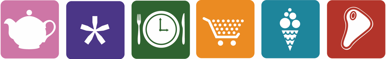 Sectores atendidos por FAMADICH, incluyendo café y té, otras aplicaciones, comida rápida, supermercados, heladerías y carnicerías