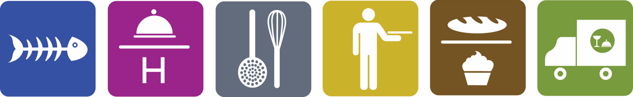 Sectores atendidos por FAMADICH, incluyendo pescaderías, hoteles y restaurantes, menaje, autoservicio, panaderías y catering